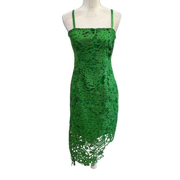 Adelyn Rae Crochet Lace Sleeveless Asymmetrical Hem Dress Small Green NWT - Picture 7 of 16